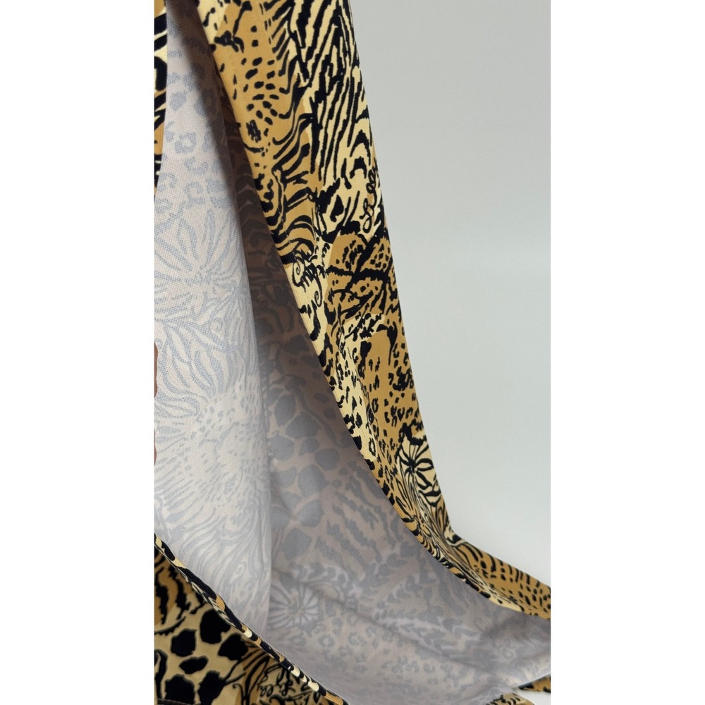 Lilly Pulitzer Maxi Dress Women Large Tan Animal Print Jungle Safari Long Sleeve - Picture 10 of 16